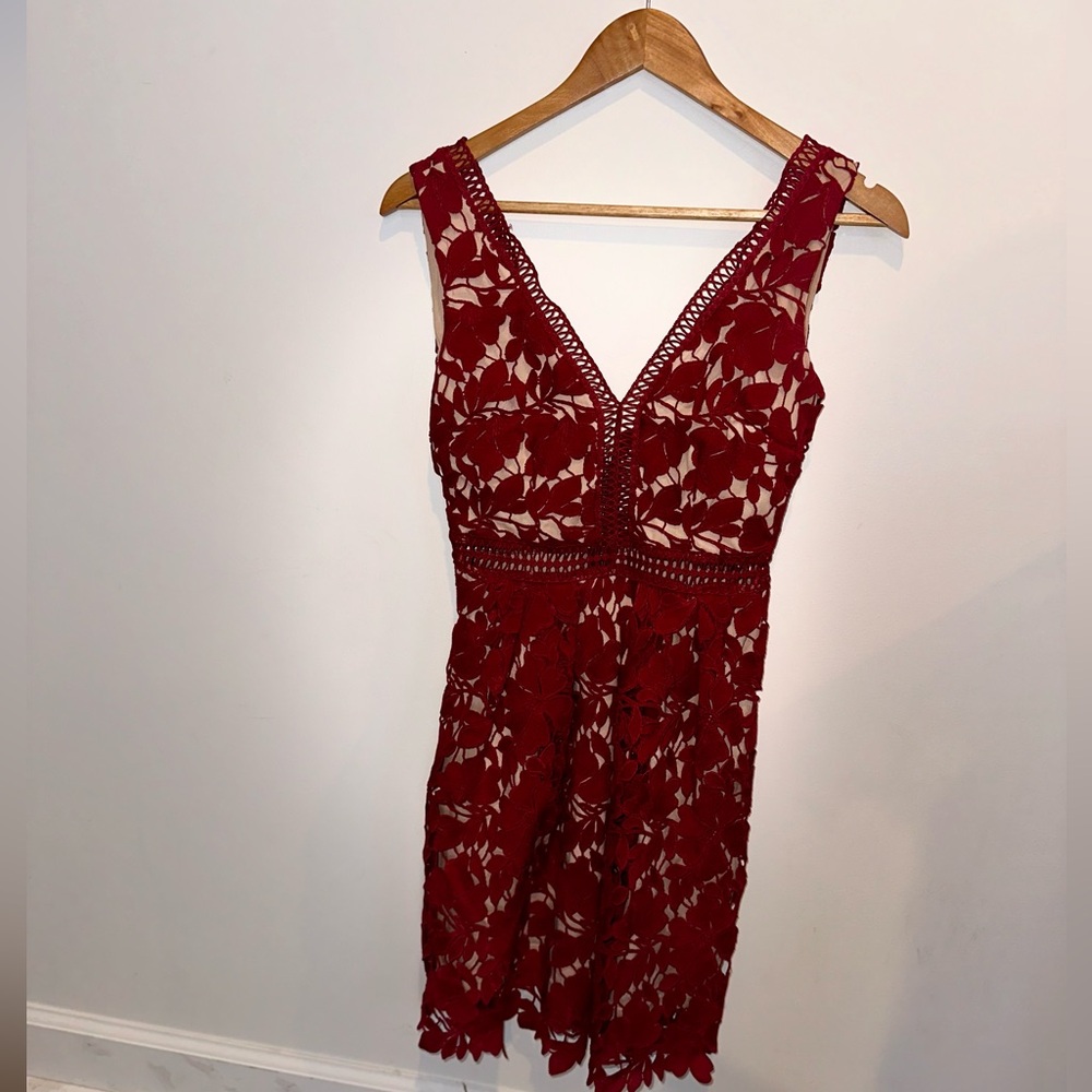 Elegant Red Lace Dress